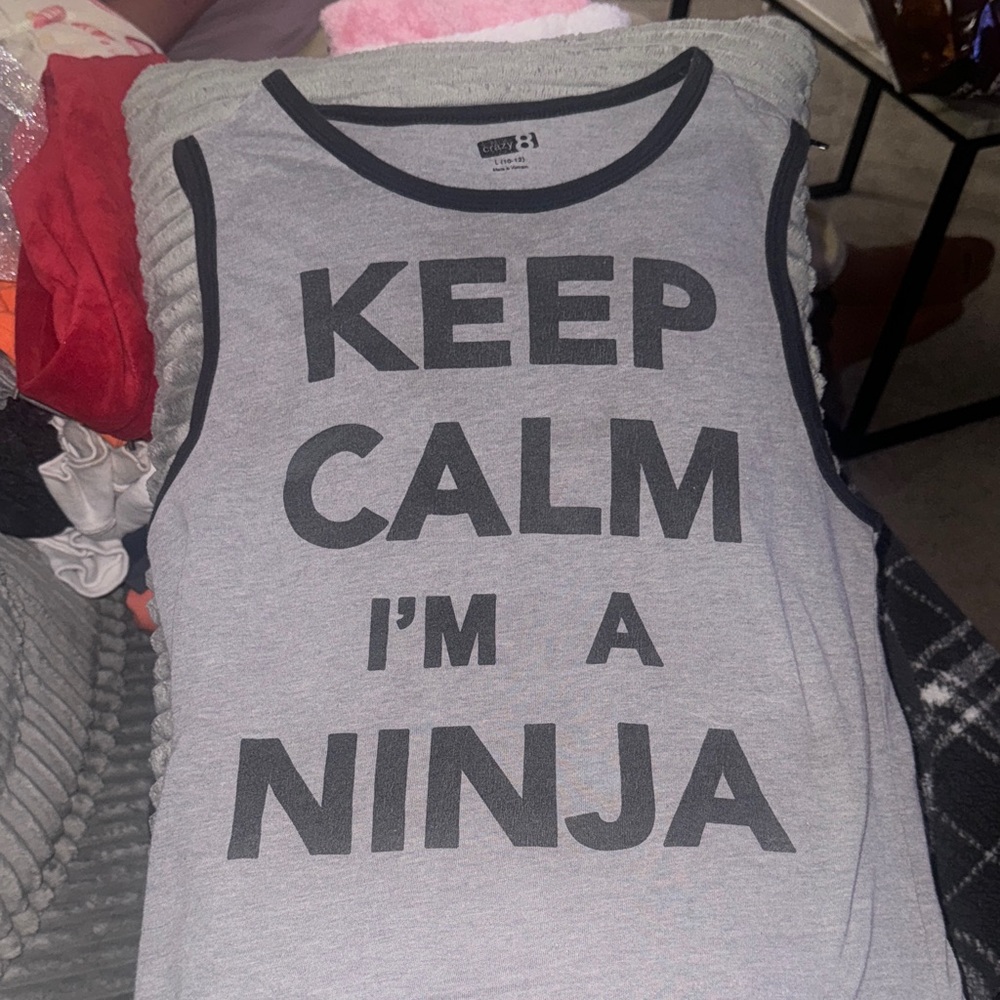 Gray 'Keep Calm I'm a Ninja' Tank Top